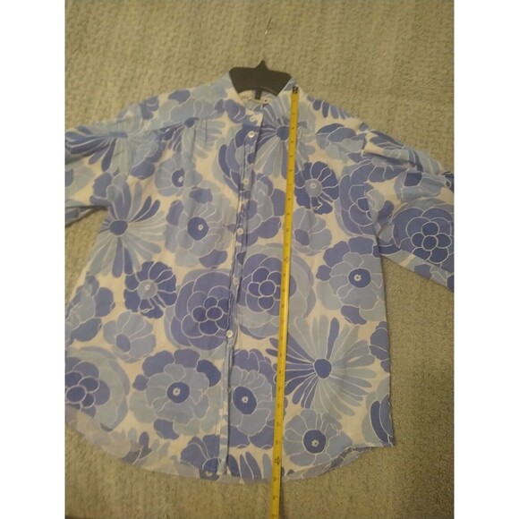 Zara Floral Puff Sleeve Top Xs Blue Boho Cottage Core  Peasant - Picture 8 of 9